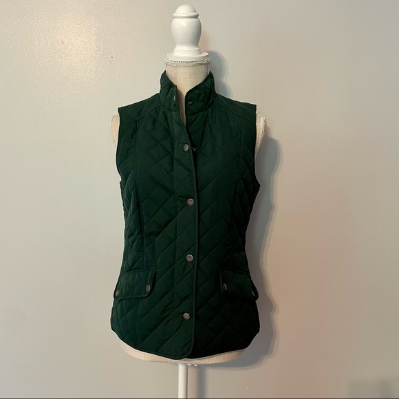 G.H. Bass & Co. Pine Green Quilted Vest with Pockets and Button Front HOC Winter - Picture 3 of 6